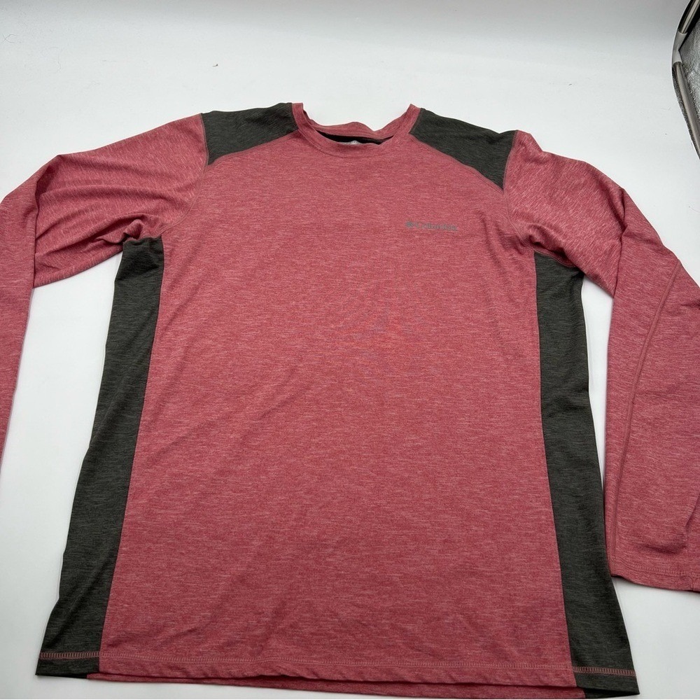 Columbia Omni-Wick Mens Medium Red Heathered Long Sleeve Performance Shirt 607